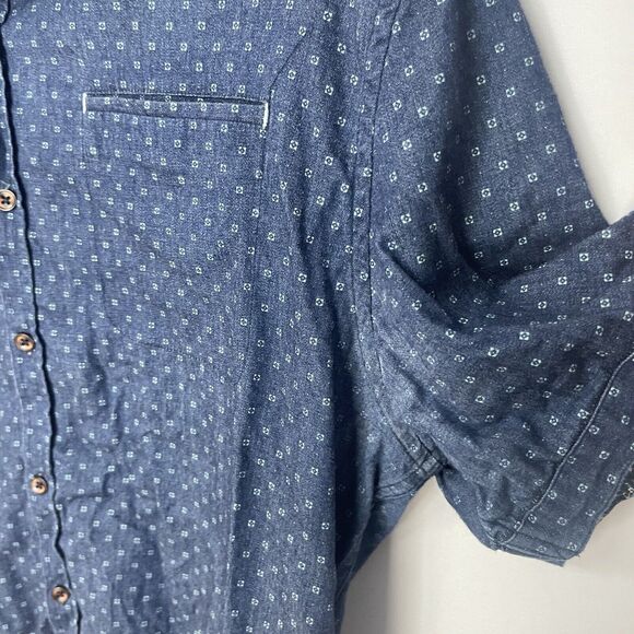 7 Diamonds Shirt Men Large Blue Button Down Geometric Innervisions SMK-6092 - Picture 2 of 15